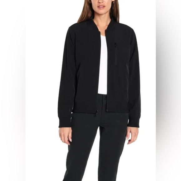 Banana Republic Women's XL Black Full Zip Windbreaker Bomber Jacket Pockets - Picture 2 of 12